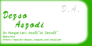 dezso aszodi business card